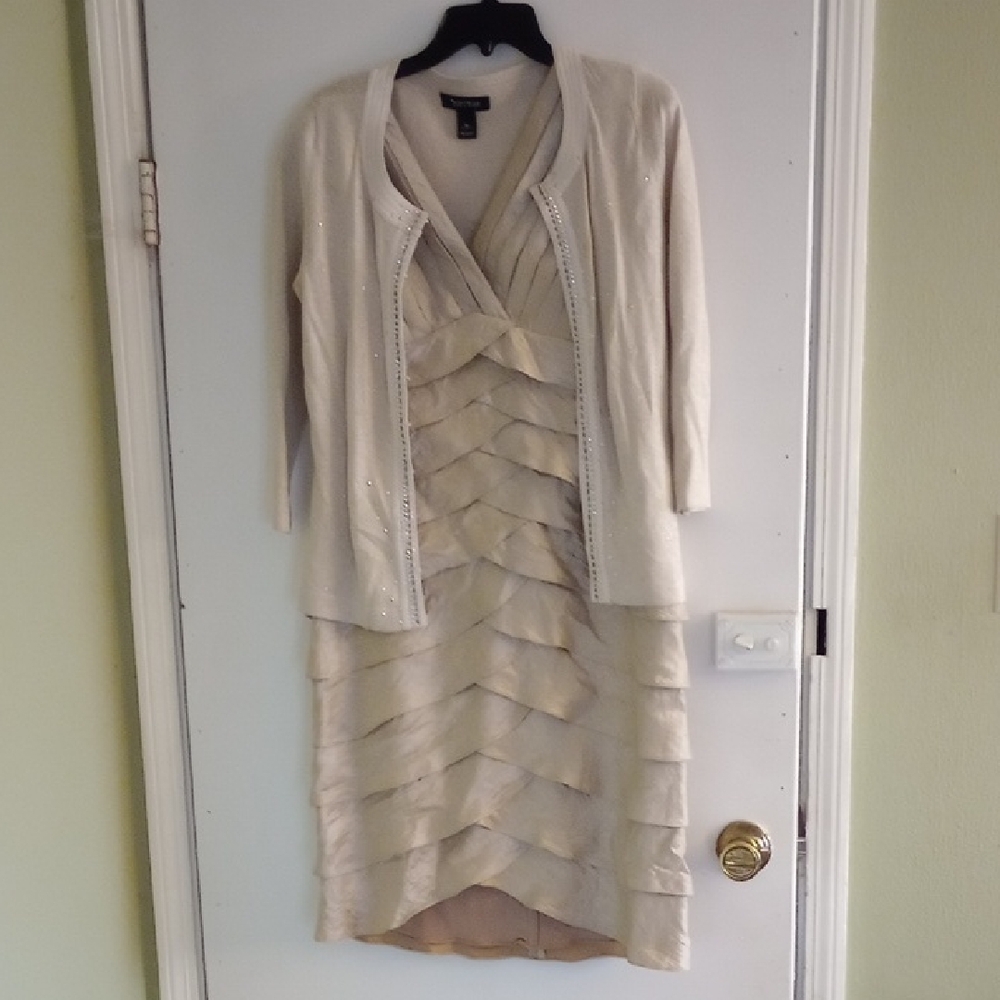 White House Black Market Cream Two Piece Midi Dress